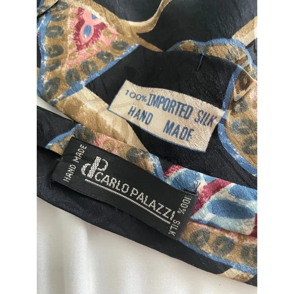 Vintage Carlo Palazzi 100% Silk Hand Made Tie Abstract pattern 57